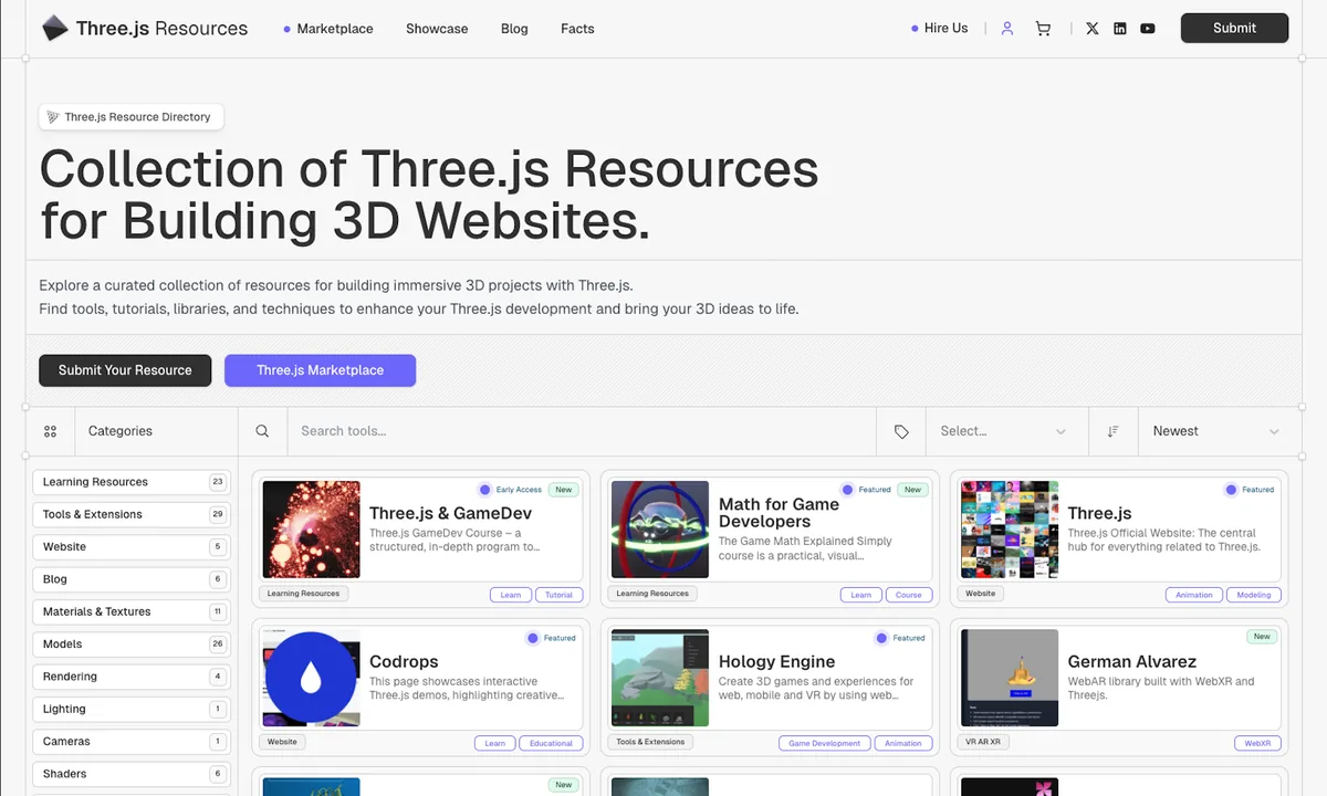 Three.js Resources – projekt előnézet